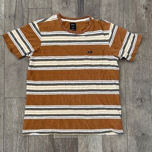 RVCA Rust, White & Gray Striped Crew Tee